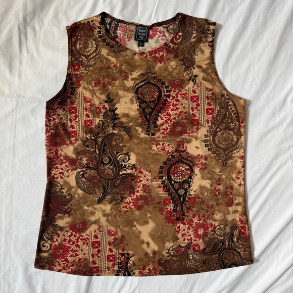 Suzie In The City Tops - Vintage 90s 00s Fairy Grunge Brown Paisley Tank Top